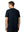 Back upper body view in navy of men's short sleeve slim fit roma knit t-shirt.