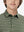 Front upper collar view of kids stylish stripe polo shirts, neat placket in olive green stripe tone
