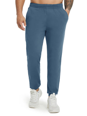 Model wearing Water Resistant Comfy Fleece Golf Joggers in bluish grey, lower body front view