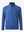 Front 3D view of Full print lightweight quarter zip pullover in cobalt wave with vivid pattern
