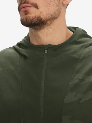 Water-Resistant Embossed Short Sleeve Q-Zip Hoodies
