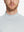 Close-up collar view from nose to chest, showing fine fabric texture of the Light Grey Heather turtleneck.
