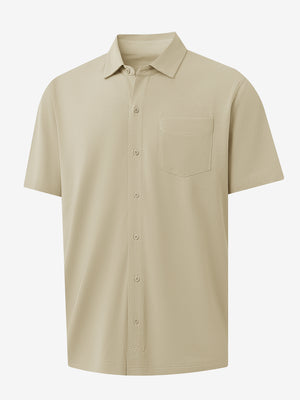 3D rendering of khaki cotton blend plain shirt.