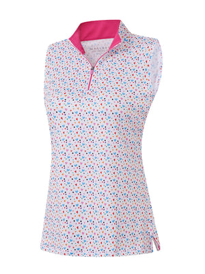 3d rendering of colorful hearts women's sleeveless q-zip print quick dry golf tops
