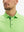 Front view from nose to chest of model wearing the turquoise green ventilated pique performance polo, showcasing the upper fit
