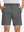 Front lower body shot of model wearing dark grey flat front flex cotton blend golf shorts