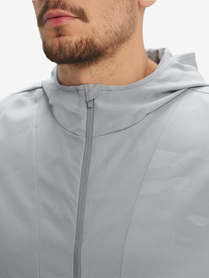 Water-Resistant Embossed Short Sleeve Q-Zip Hoodies