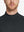 Close-up collar view from nose to chest, showing fine fabric texture of the Black turtleneck.