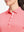 Front shot from nose to chest of model wearing pink women's 5 buttons collared polo shirts