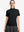 Front upper body shot of model wearing black women's breathable 1/4 zip pullover golf shirts