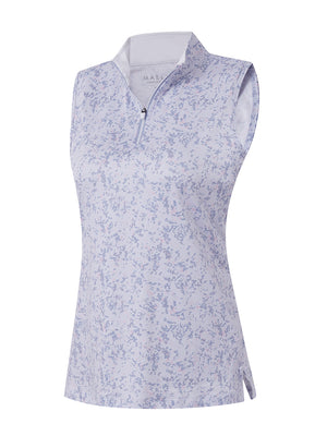 3d rendering of pink purple rose women's sleeveless q-zip print quick dry golf tops