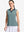 Front upper body shot of model wearing dusty blue women's collared v neck quick dry tank tops