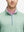 Front view from nose to chest of model wearing beryl green melange moisture wicking quarter zip pullover