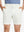 Front lower body shot of model wearing white flat front flex cotton blend golf shorts
