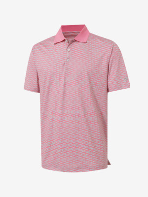 3D render of pink small fish premium ribbed collar print polo shirts