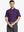 MAELREG Men's Performance Jersey Print Polo in Black Purple Flower – front half-body with golf pose
