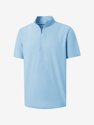 3D render of light blue waffle texture 1/4 zip pullover