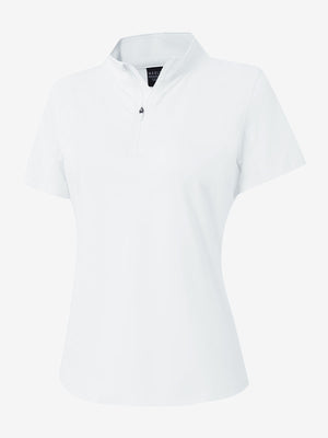 3d rendering of white women's breathable 1/4 zip pullover golf shirts