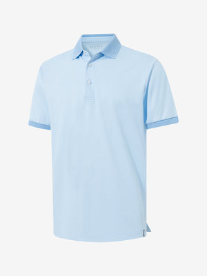 3d rendering of light blue moisture wicking jacquard golf shirts