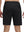 Back lower body shot of model wearing black 4 way stretch breathable workout athletic shorts