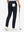 Back lower body shot of model wearing navy stretch cotton blend slim fit golf trousers 5 pockets
