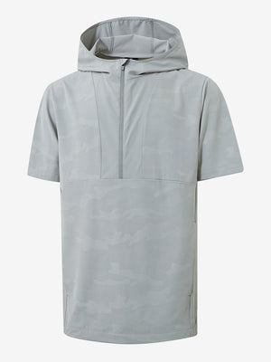 Water-Resistant Embossed Short Sleeve Q-Zip Hoodies
