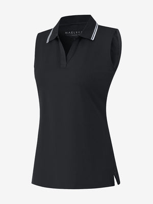 3d rendering of black women's collared v neck quick dry tank tops