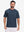Front upper body view in dark blue heather of moisture wicking heather round neck athletic t-shirts.
