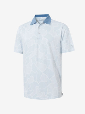 3D render of grey irregular shape premium ribbed collar print polo shirts