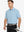 Half-body front pose with golf club in SKY BLUE Ventilated Pique Performance Polo