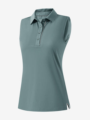 3d rendering of dusty blue women's 4 buttons golf polo shirts