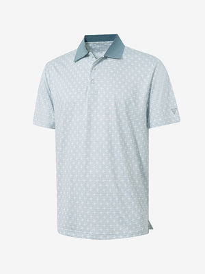 3D render of dark grey line premium ribbed collar print polo shirts