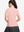 Back upper body shot of model wearing coral powder women's breathable 1/4 zip pullover golf shirts