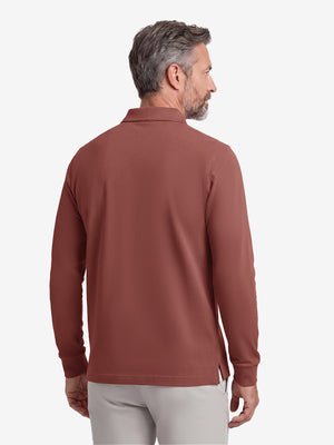 Solid Stretch Cotton Pique Long Sleeve Polo Shirts