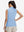 Back upper body view in light blue of women's 4 buttons golf polo shirts.