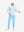 Full body front view of model wearing Lightweight Ankle-Zip Sweatpants with 4 Pockets in light blue