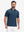 Front upper body view in dark blue heather of performance heather contrast collar polo shirts.