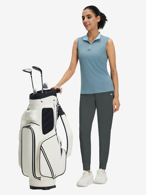 Front full body shot of model wearing dark grey women's lightweight athletic sweatpants