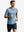 Running front full body view in light blue of men's short sleeve slim fit roma knit t-shirt.