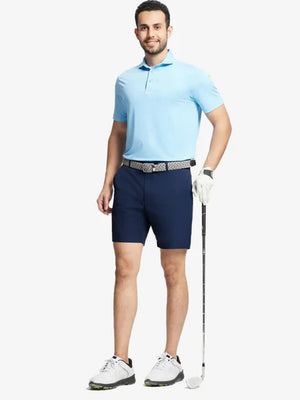 Model wearing Navy shorts, right hand in pocket – 9 Inch inseam