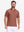 Front upper body view in red ochre heather of performance heather contrast collar polo shirts.