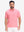 Front half body shot of model wearing pink coral white comfy breathable pin-stripe texture golf polos