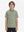 Front upper body of model wearing youth performance golf polos, clean fit and sporty green/white stripe look