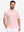 Front half body shot of model wearing light pink white comfy breathable pin-stripe texture golf polos
