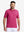 Front upper body shot of model wearing beetroot purple/charcoal htr non-curl ribbed collar striped polo shirts