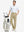 Front full body shot of model wearing khaki stretch cotton blend slim fit golf trousers 5 pockets