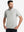 Front upper body shot of model wearing silver grey waffle texture 1/4 zip pullover