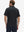 Back upper body shot of model wearing black cool print plain button up shirts