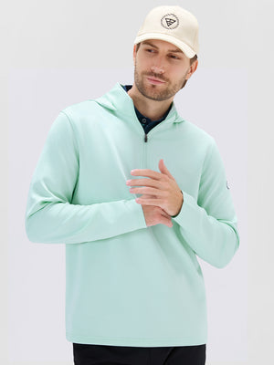 Pin-Stripe Quarter Zip with Hood