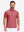 Front upper body shot of model wearing brick red dry fit waffle textured collared golf shirts